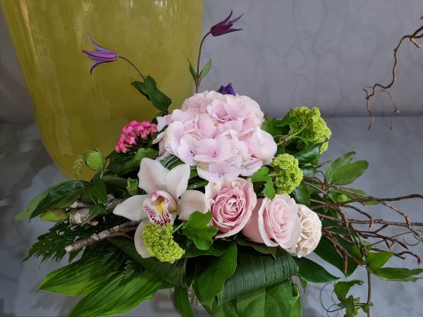 bouquet moderne hortensia rose